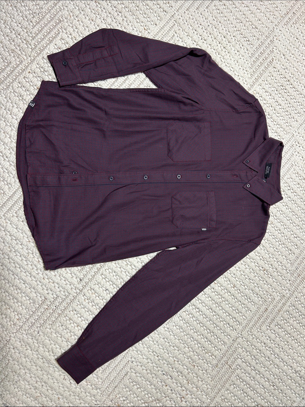 Vans Men's Burgundy and Navy Button-Up Shirt